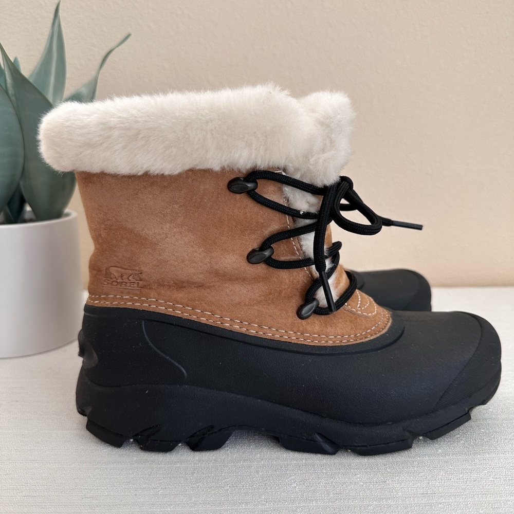 Sorel Tan Suede Faux Fur Lace Up Weatherproof Winter Boots Woman’s 6 - Picture 5 of 14